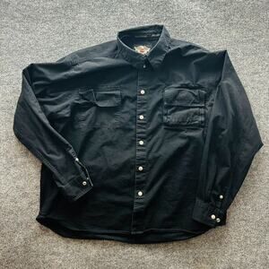 Harley Davidson Men's XXL Black Pearl Snap Embroidered Long Sleeve Shirt